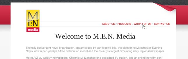 MEN Media Corporate Web Site Thumbnail